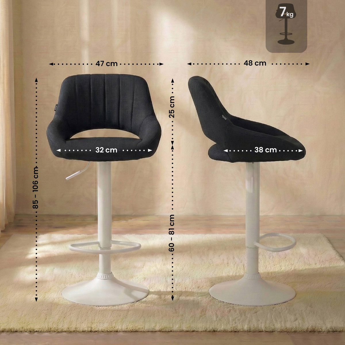 2er Set Barhocker Milet Stoff W – Ansicht 2