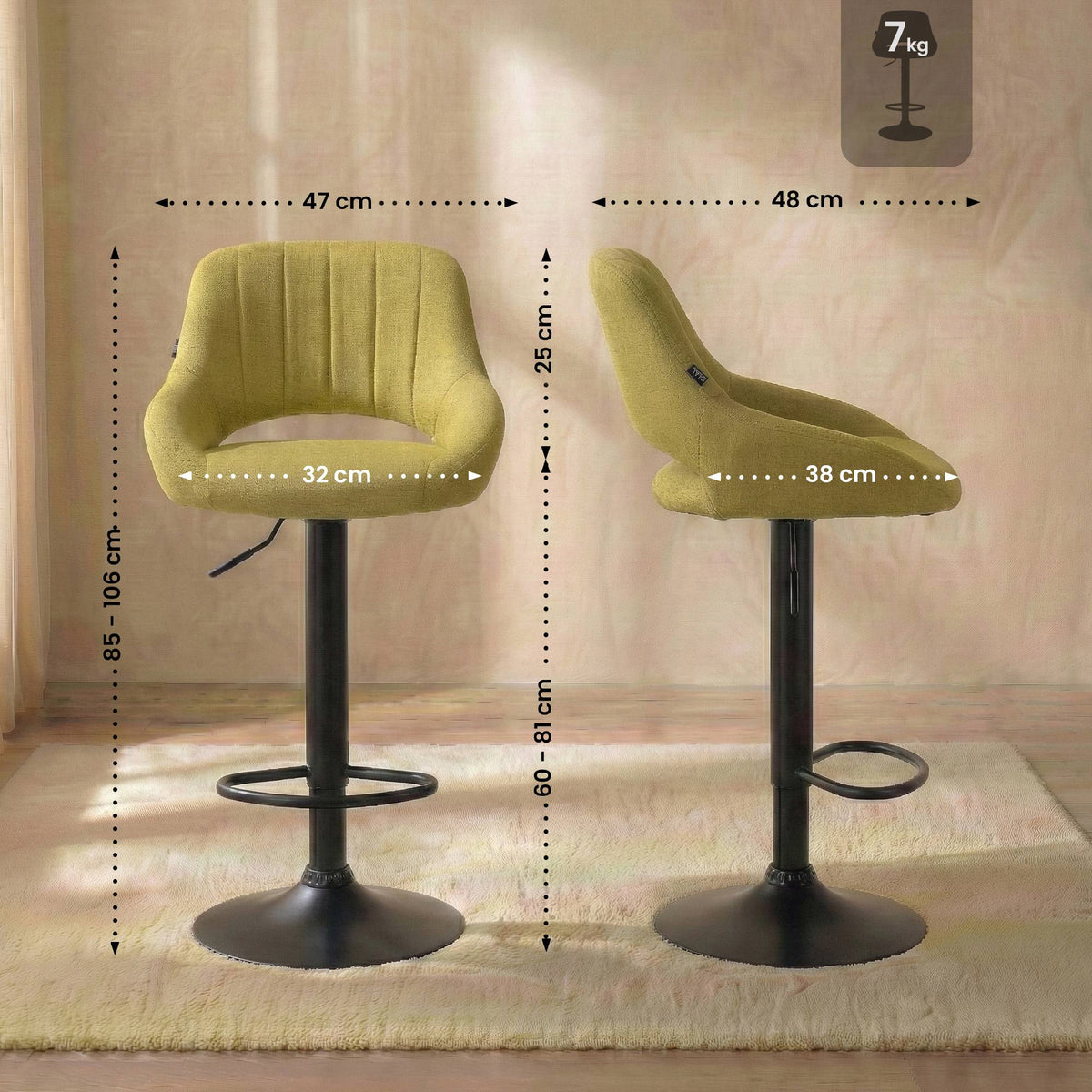 Barhocker Milet Stoff schwarz – Ansicht 9