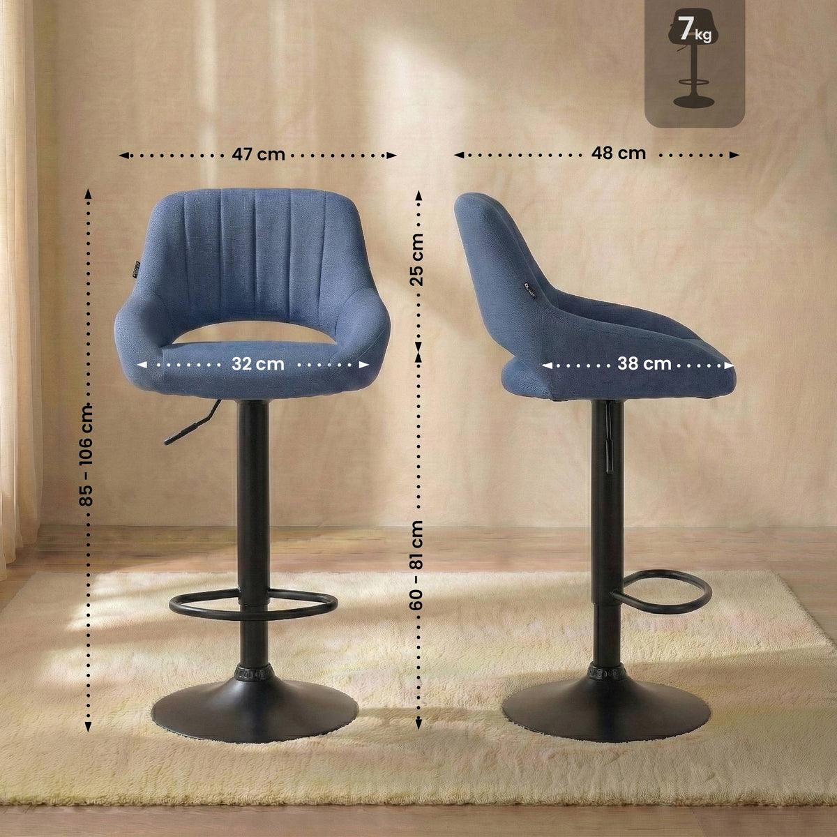Barhocker Milet Stoff schwarz – Ansicht 16