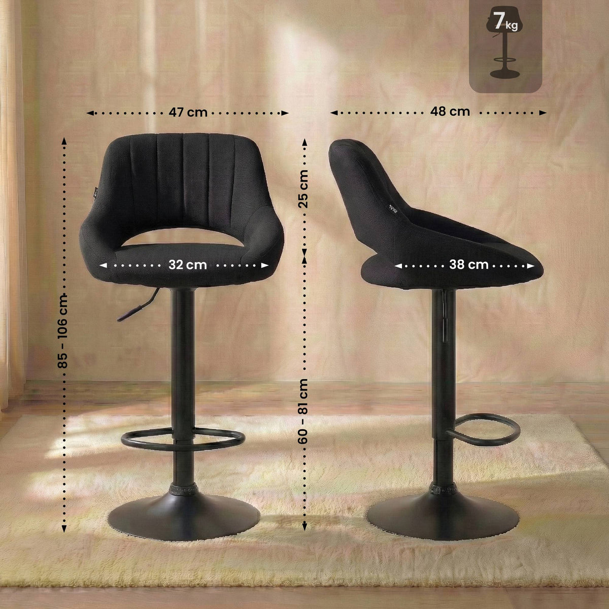 2er Set Barhocker Milet Stoff B – Ansicht 2