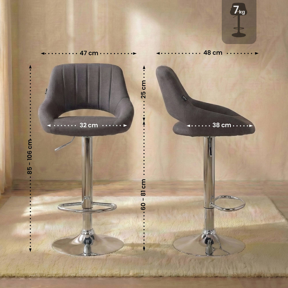 2er Set Barhocker Milet Stoff C – Ansicht 9