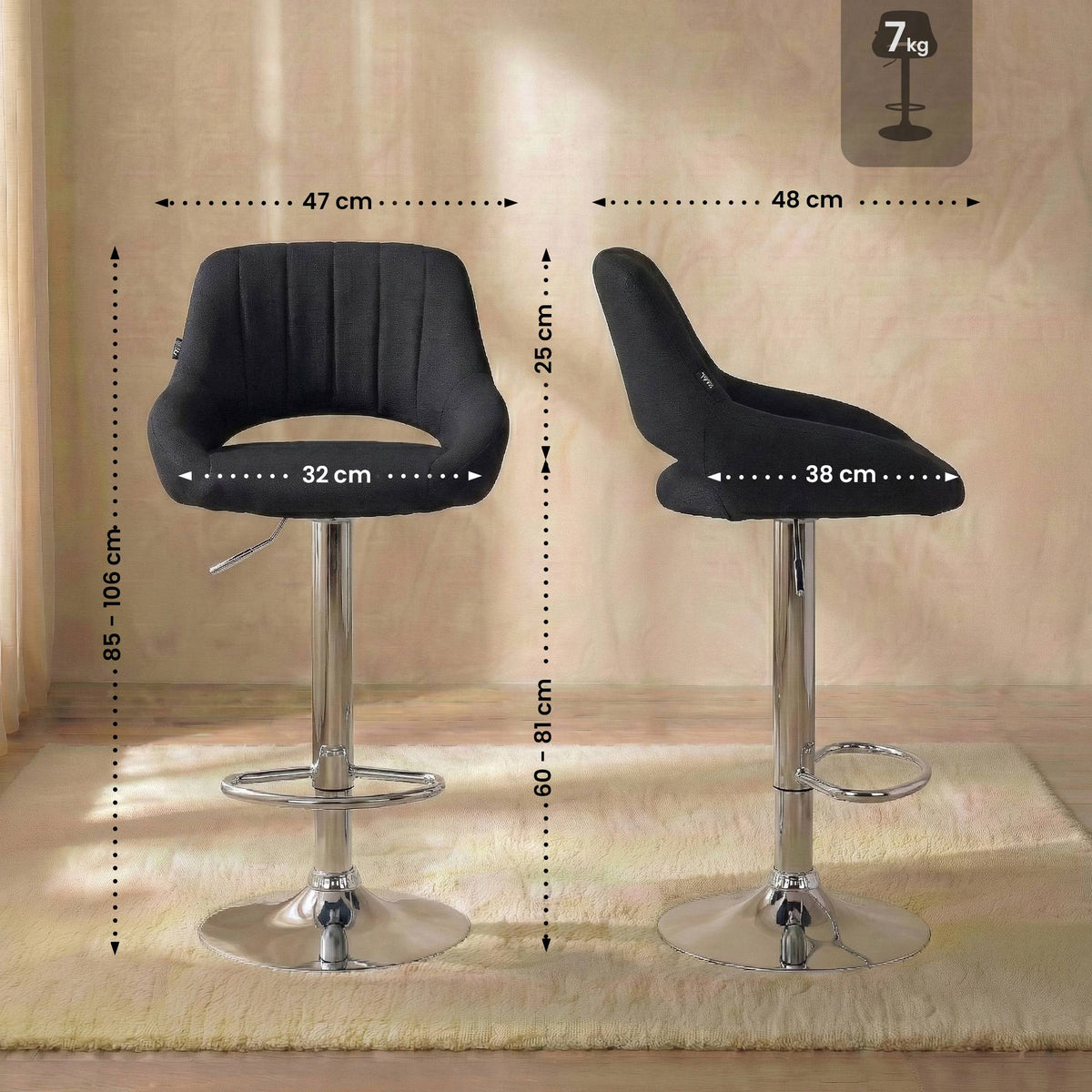 2er Set Barhocker Milet Stoff C – Ansicht 2