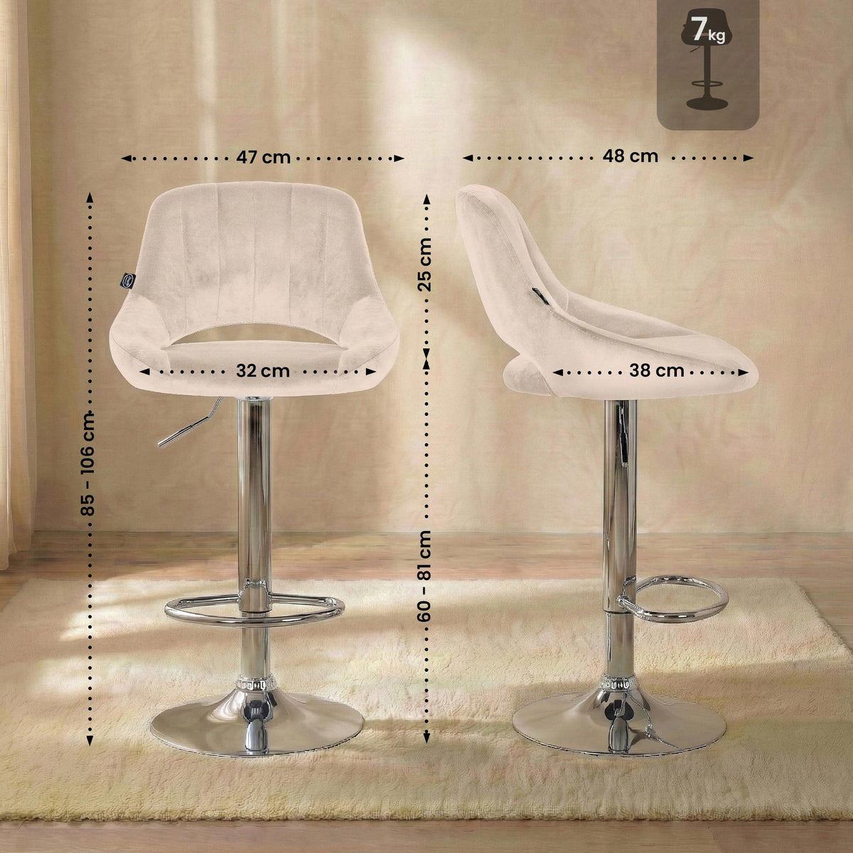 Barhocker Milet Samt chrom – Ansicht 16