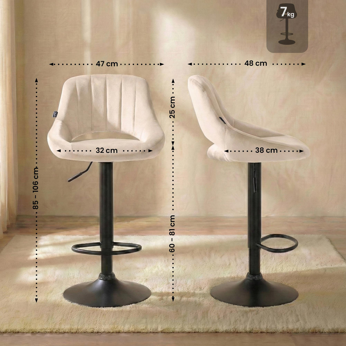 Barhocker Milet Samt schwarz – Ansicht 16