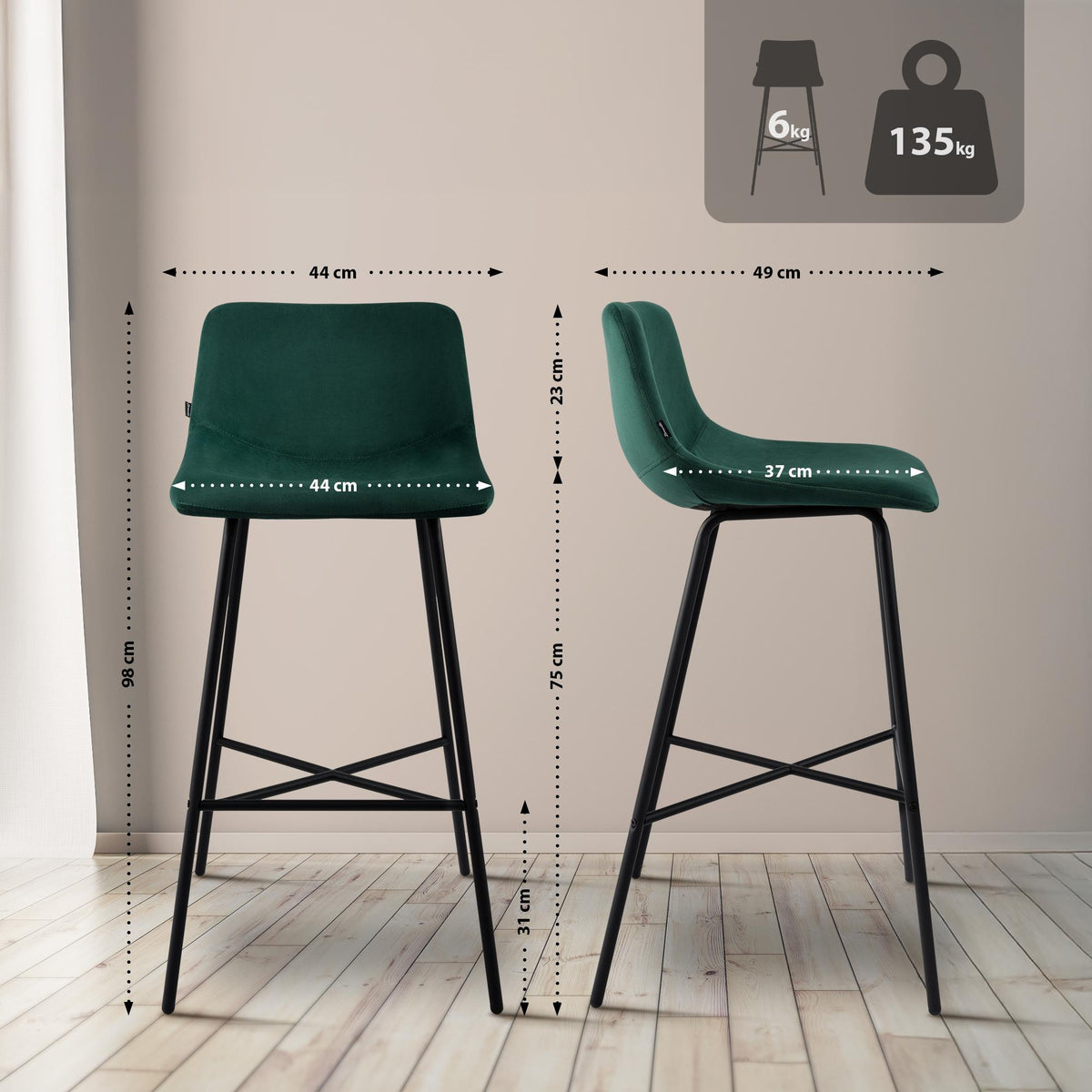Barhocker Altona Samt – Ansicht 16