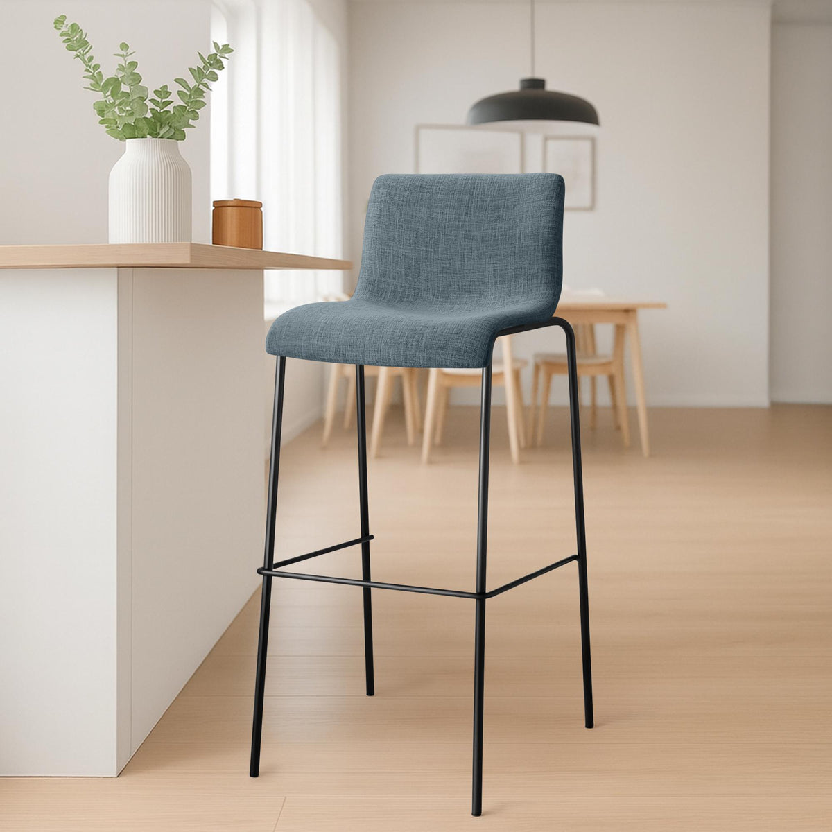 2er Set Barhocker Hoover Stoff 4-Fuß Gestell schwarz – Ansicht 3
