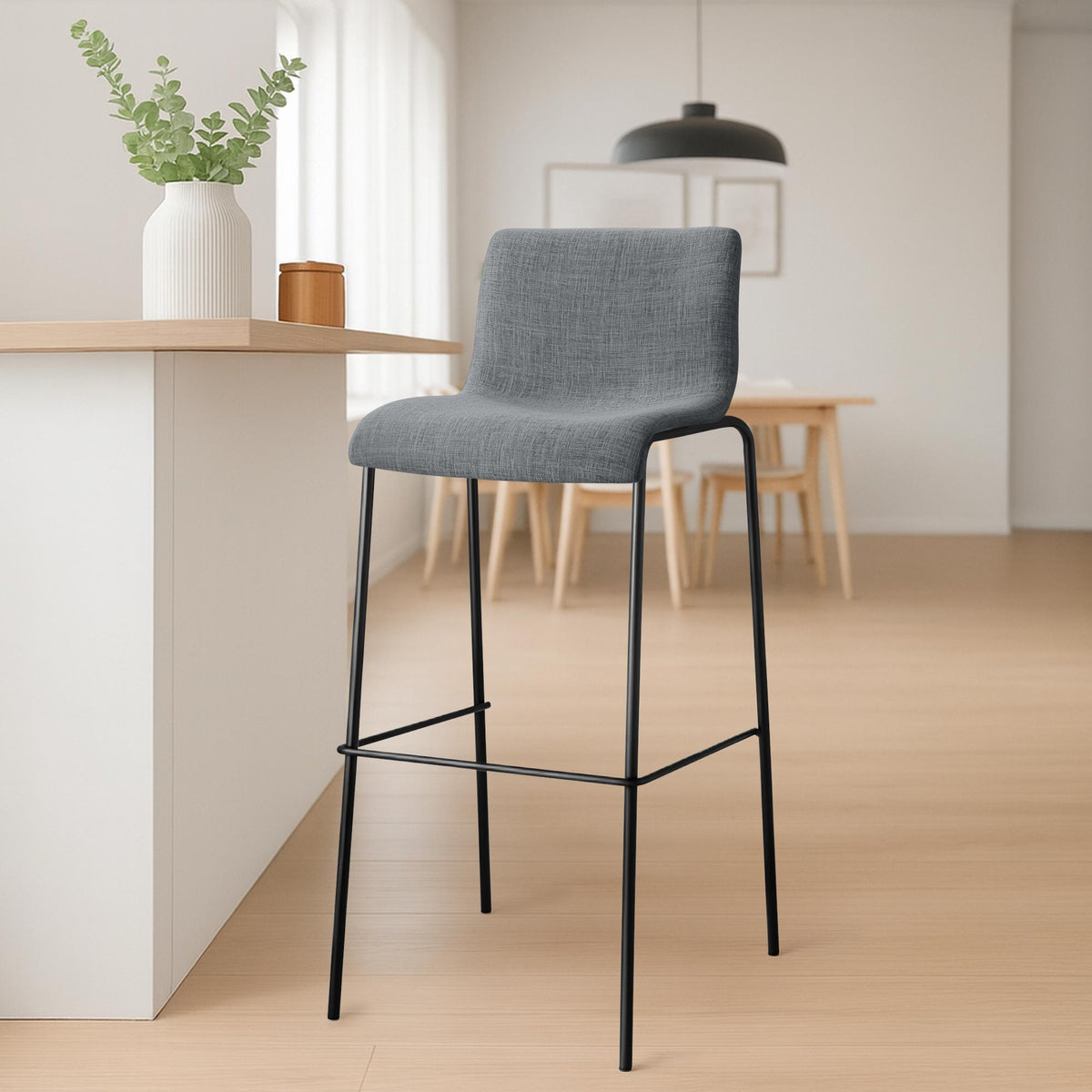 2er Set Barhocker Hoover Stoff 4-Fuß Gestell schwarz – Ansicht 10