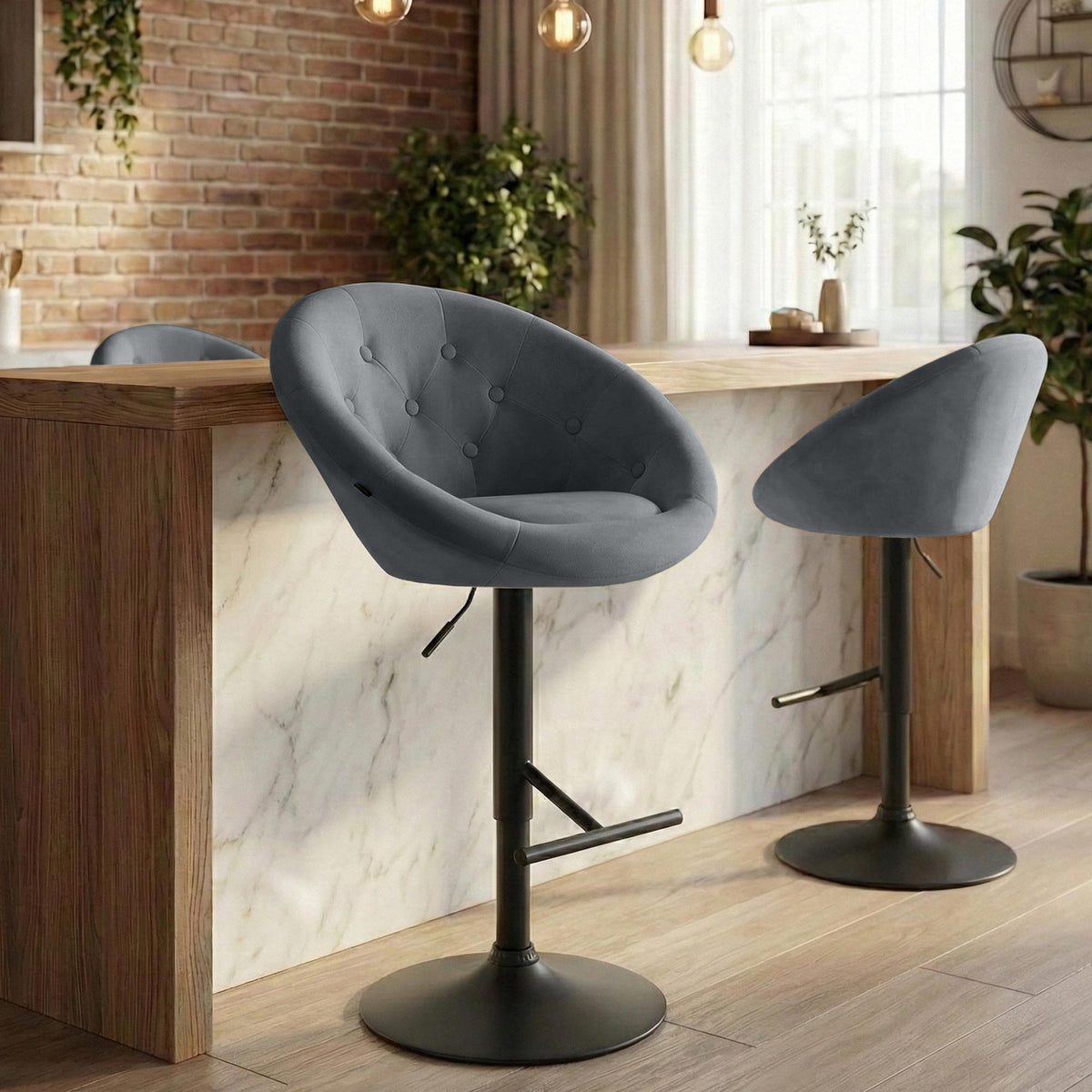 Barhocker London Samt schwarz – Ansicht 3