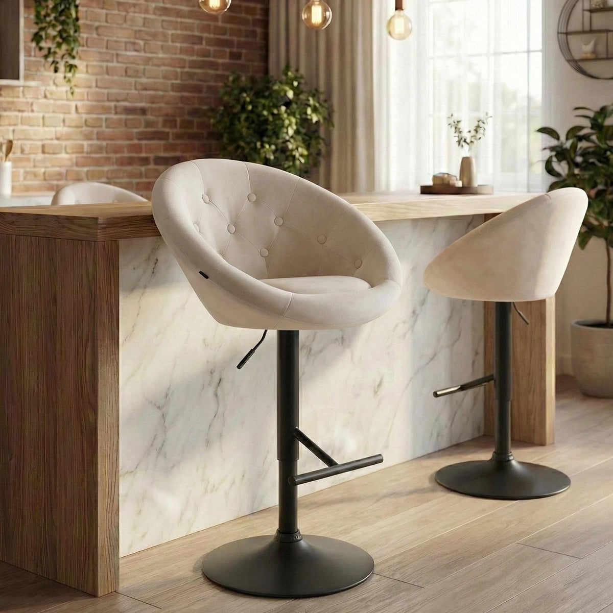 Barhocker London Samt schwarz – Ansicht 10