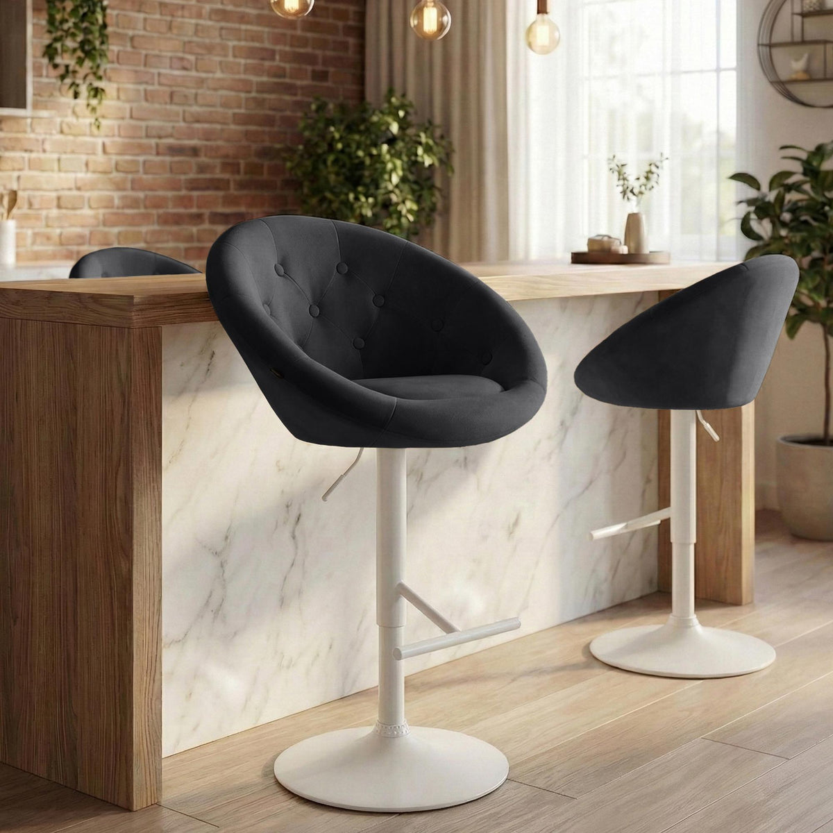 Barhocker London Samt weiß – Ansicht 17