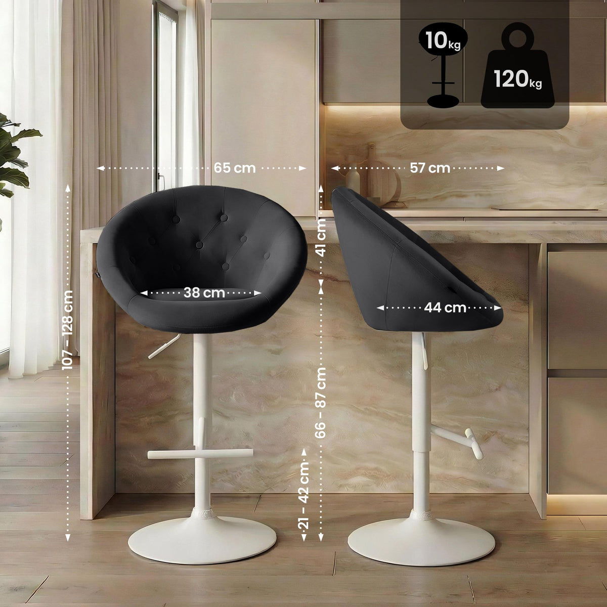 Barhocker London Samt weiß – Ansicht 16