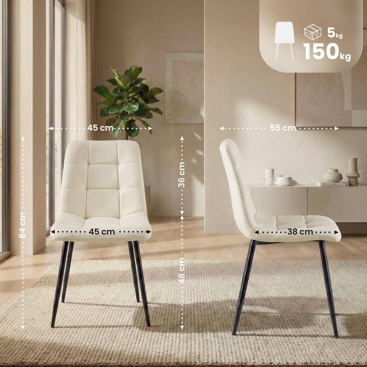 4er Set Esszimmerstühle Antibes Stoff – Ansicht 16
