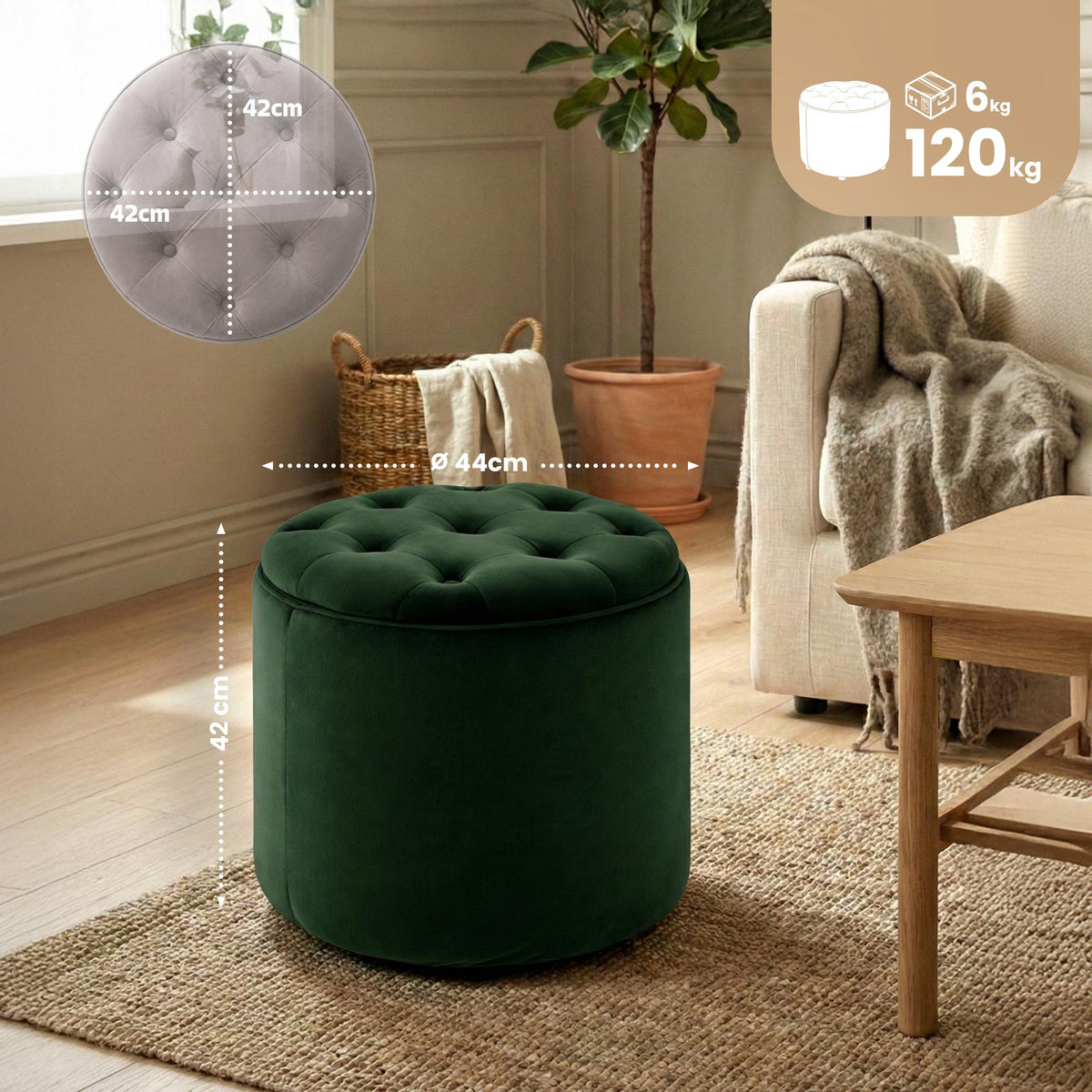 Sitzhocker Pantin Samt – Ansicht 9