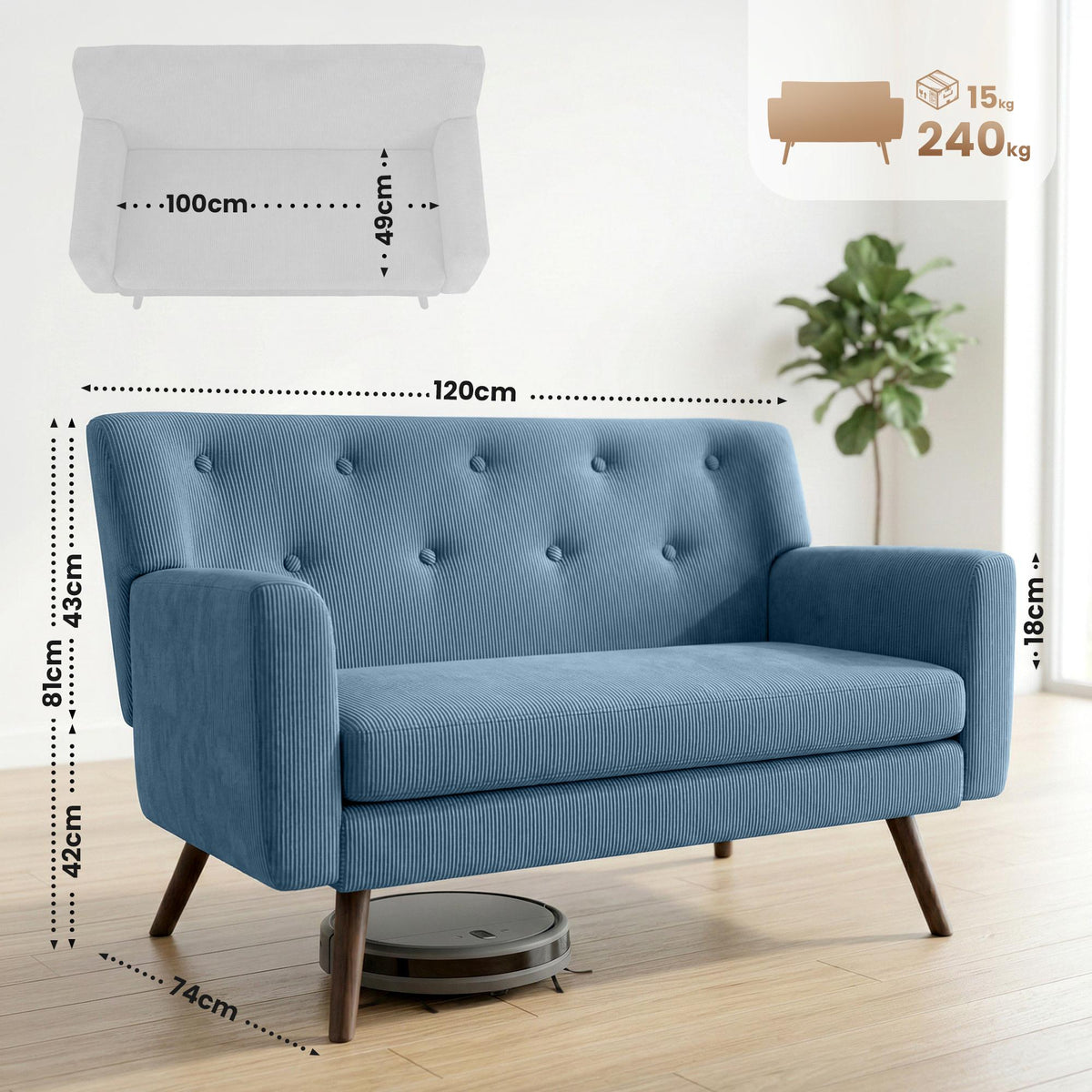 Sofa Kioni Cord – Ansicht 2
