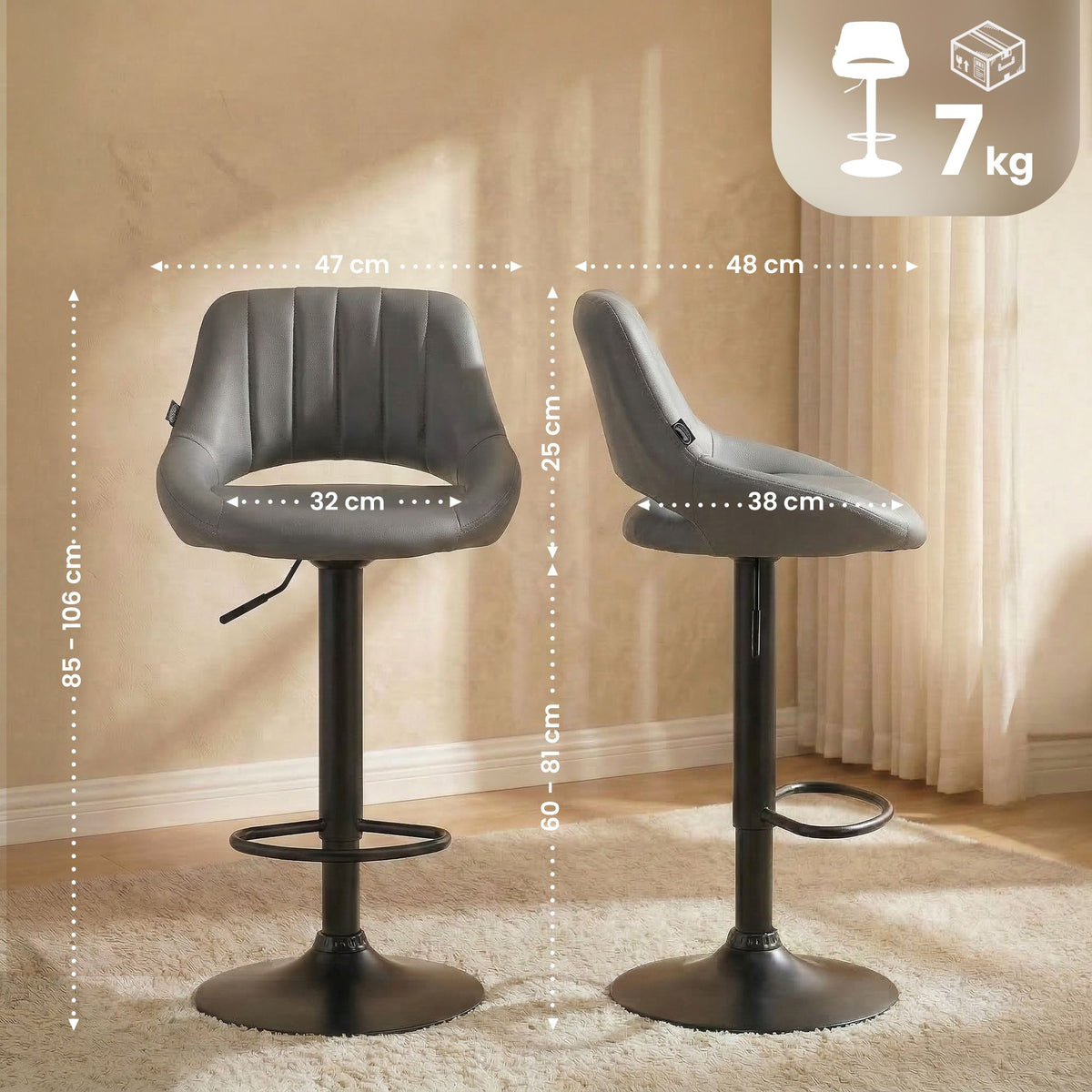 Barhocker Milet Kunstleder schwarz – Ansicht 16