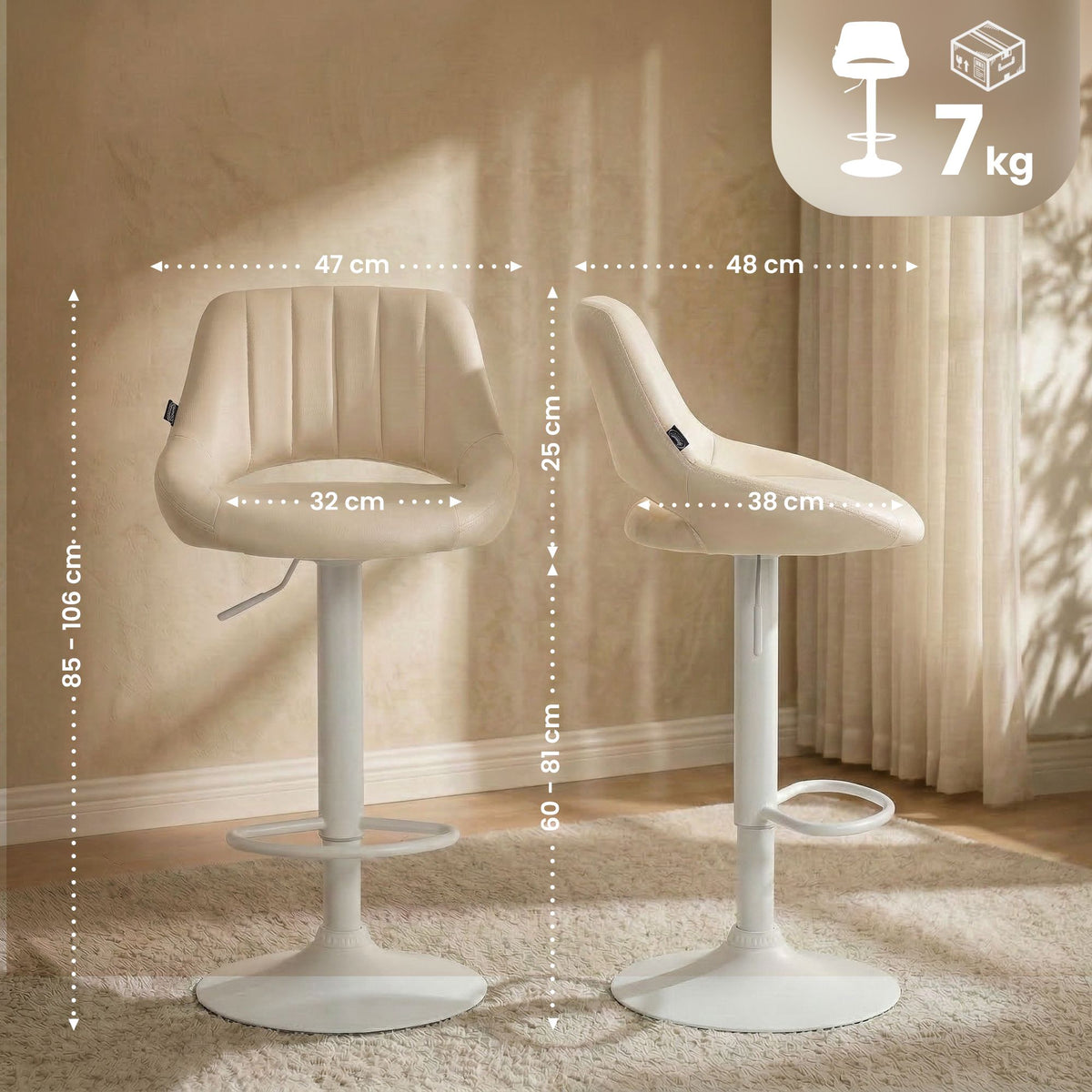 Barhocker Milet Kunstleder weiß – Ansicht 9