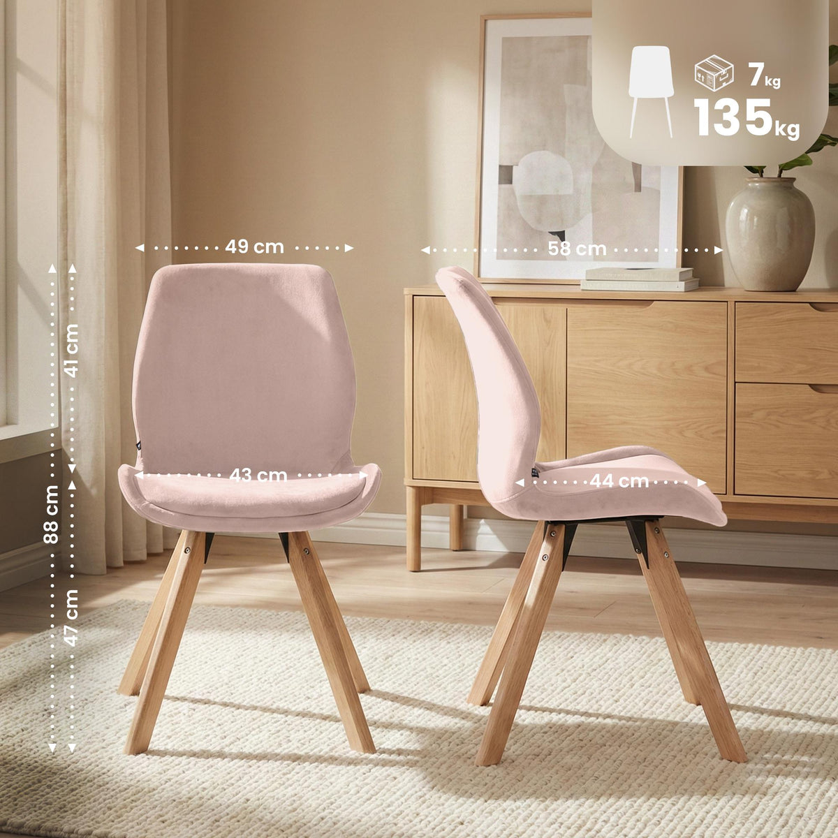 4er Set Stuhl Luna Samt – Ansicht 2