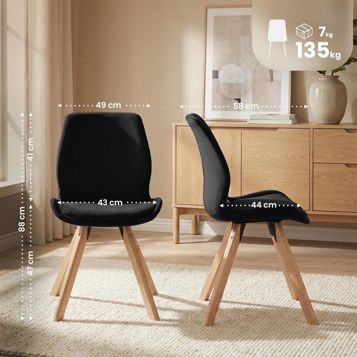 4er Set Stuhl Luna Samt – Ansicht 9