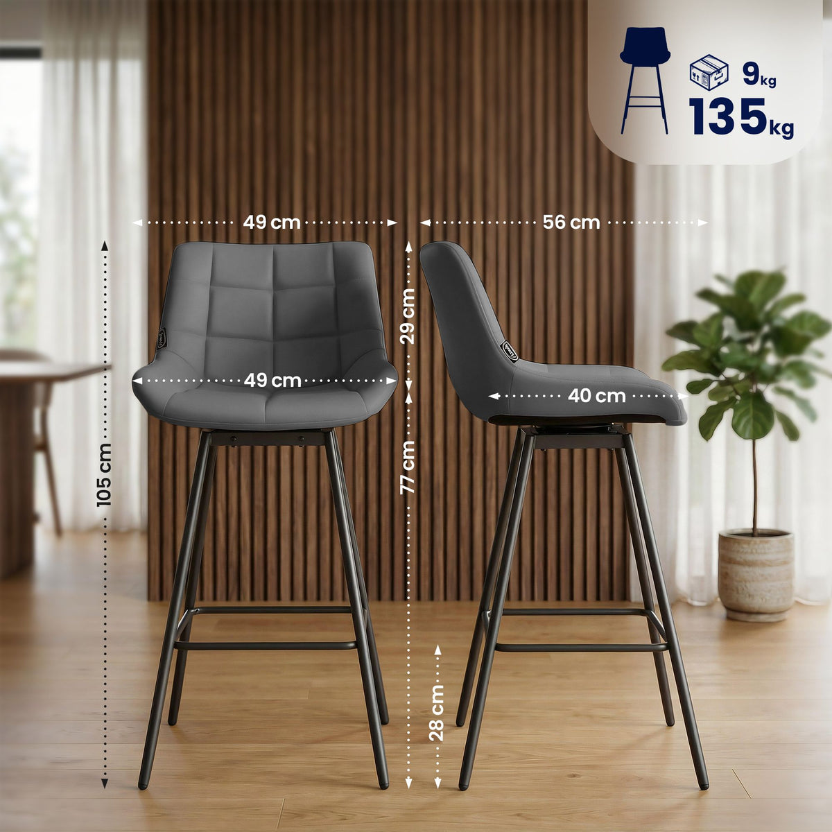 Barhocker Weston Schwenkbar Kunstleder – Ansicht 2