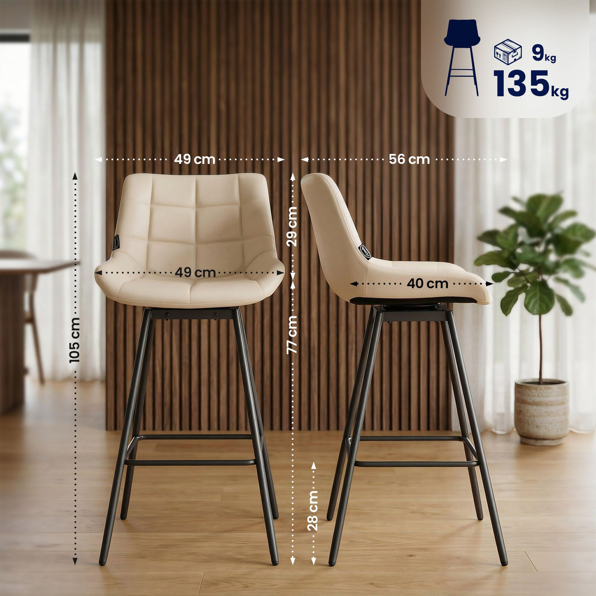 Barhocker Weston Schwenkbar Kunstleder – Ansicht 9