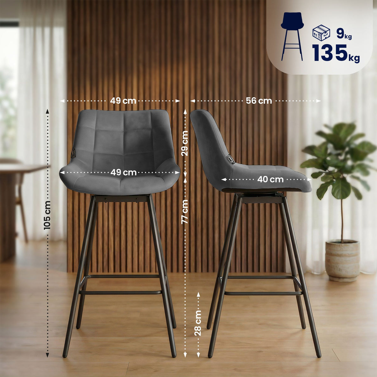 Barhocker Weston Schwenkbar Samt – Ansicht 16