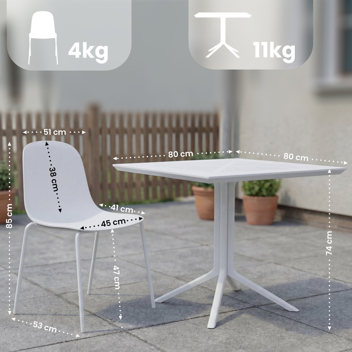 Gartenmöbel-Set Zeron mit 4 Stühlen – Ansicht 2