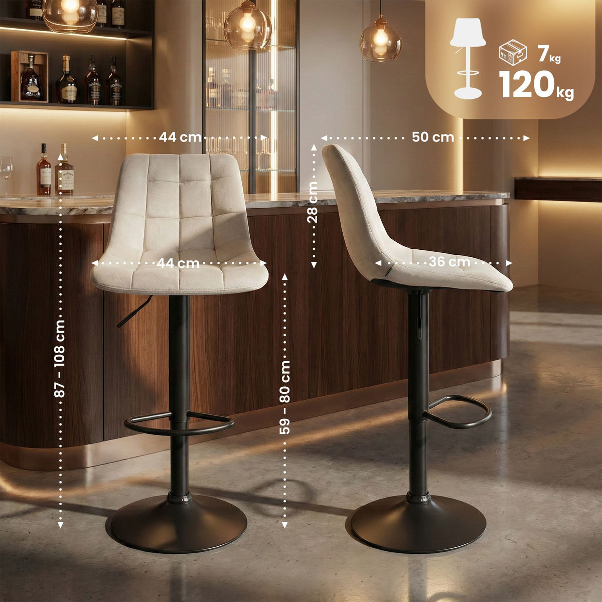 2er Set Barhocker Mapun Samt – Ansicht 2