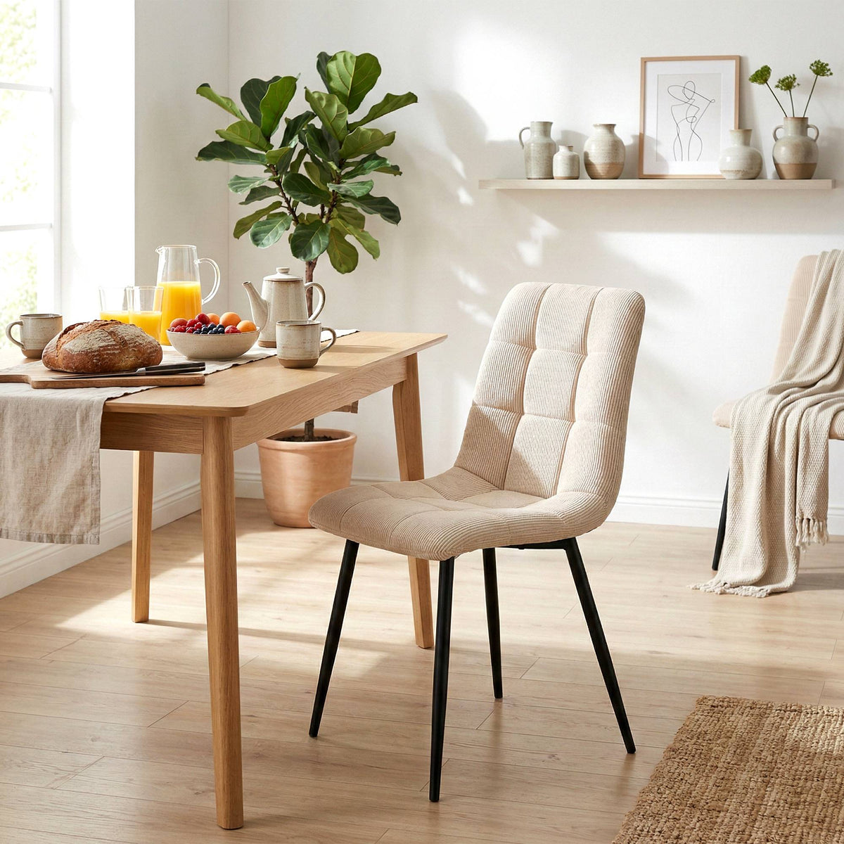 2er Set Esszimmerstuhl Antibes Cord – Ansicht 3