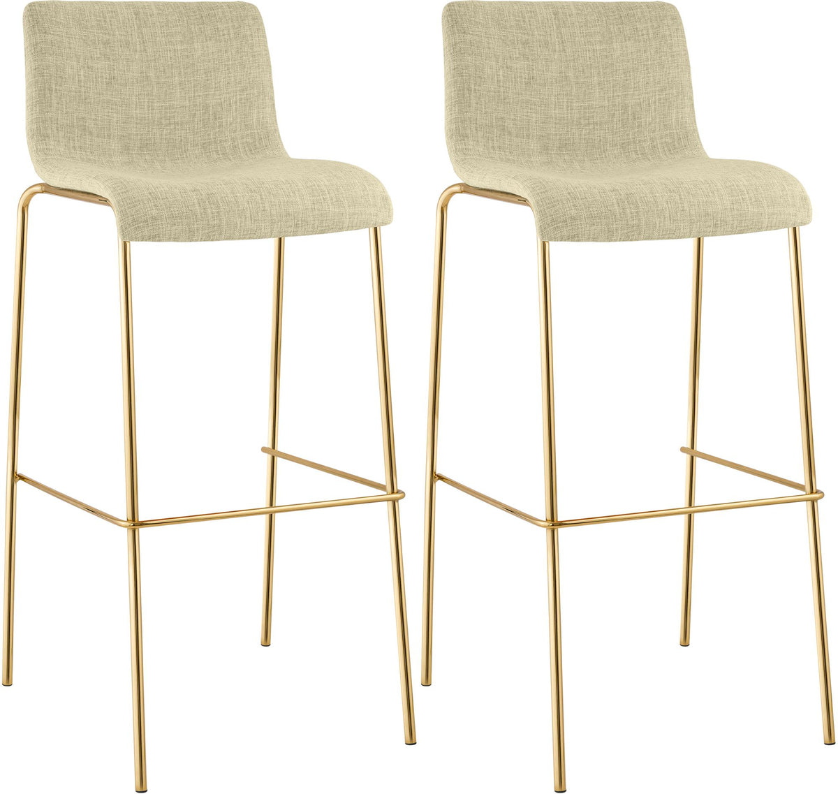 2er Set Barhocker Hoover Stoff 4-Fuß Gold – Ansicht 15