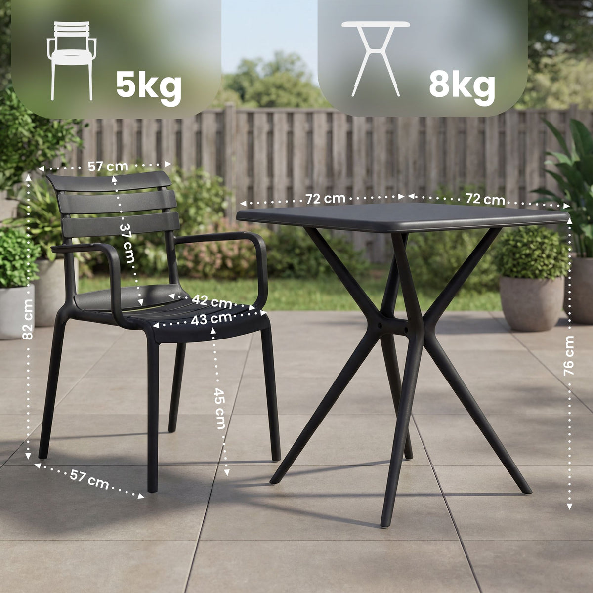 Gartenmöbel-Set Avena mit 4 Stühlen – Ansicht 2
