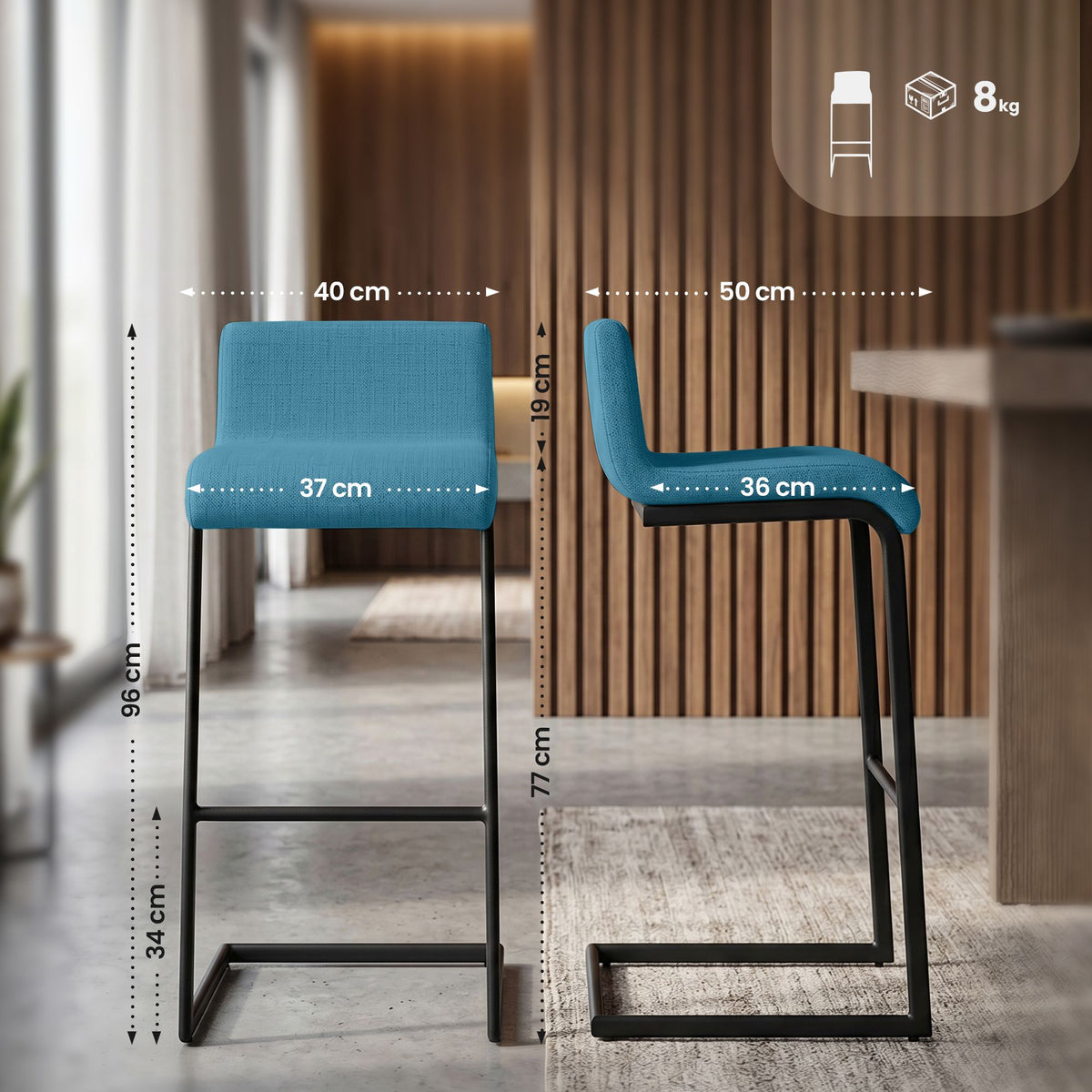 2er Set Barhocker Newport B Stoff – Ansicht 9