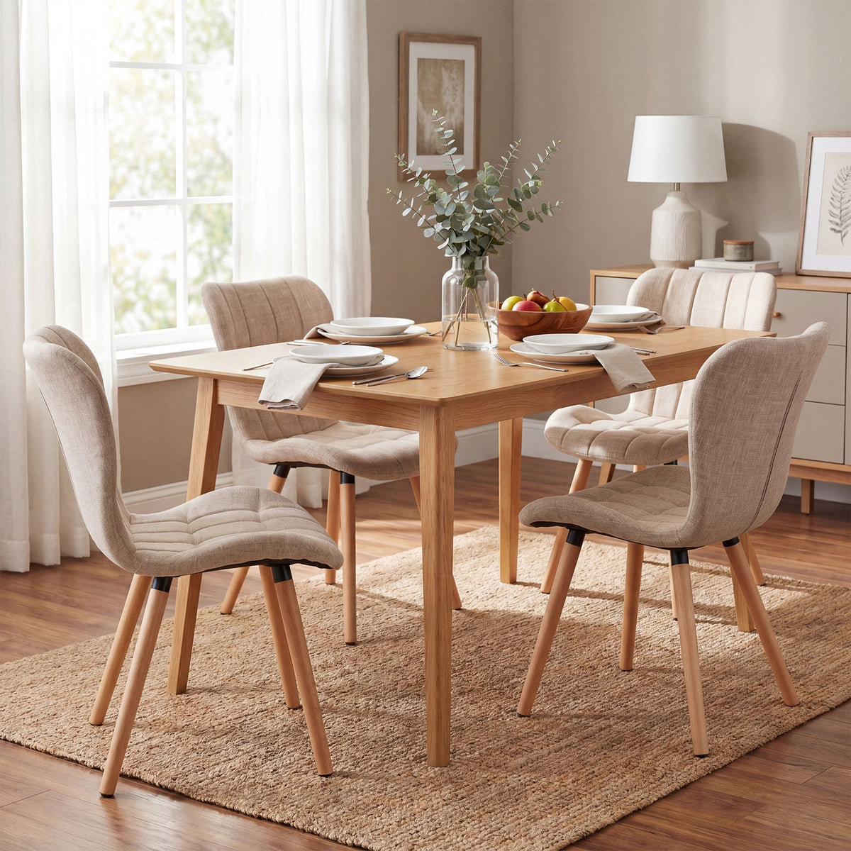 4er Set Stuhl Elda Stoff natura – Ansicht 11