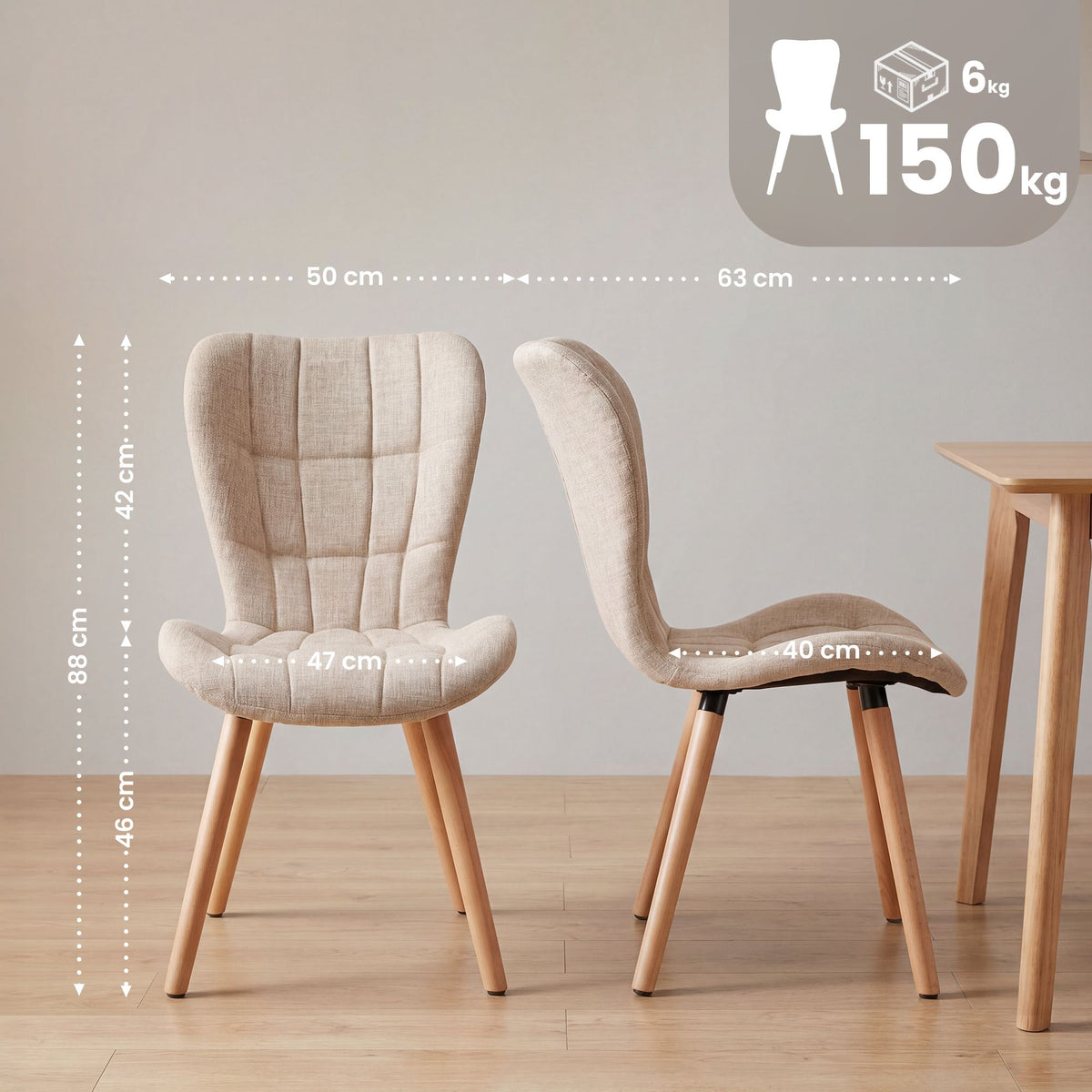 4er Set Stuhl Elda Stoff natura – Ansicht 10