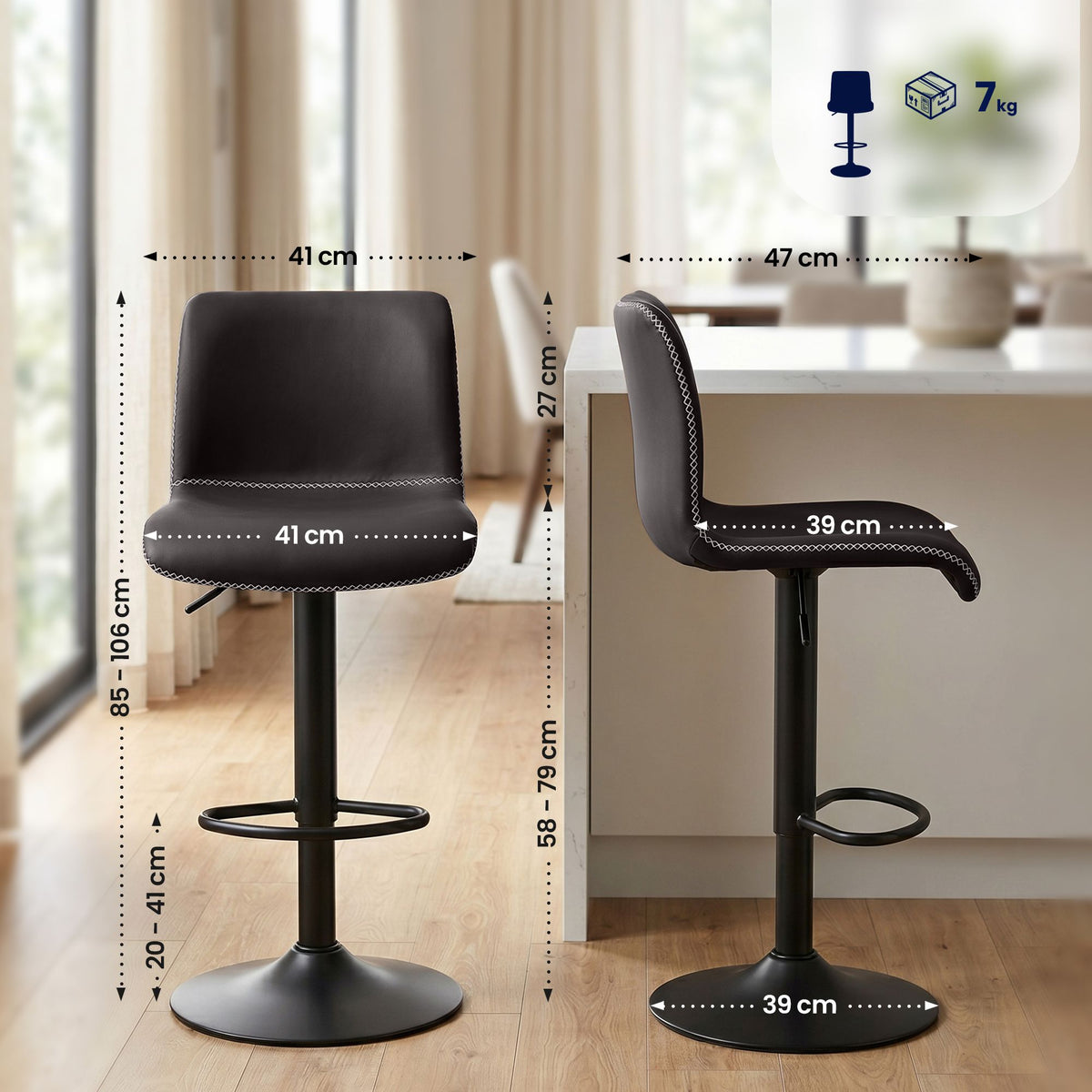 2er Set Barhocker Henchy Kunstleder – Ansicht 2
