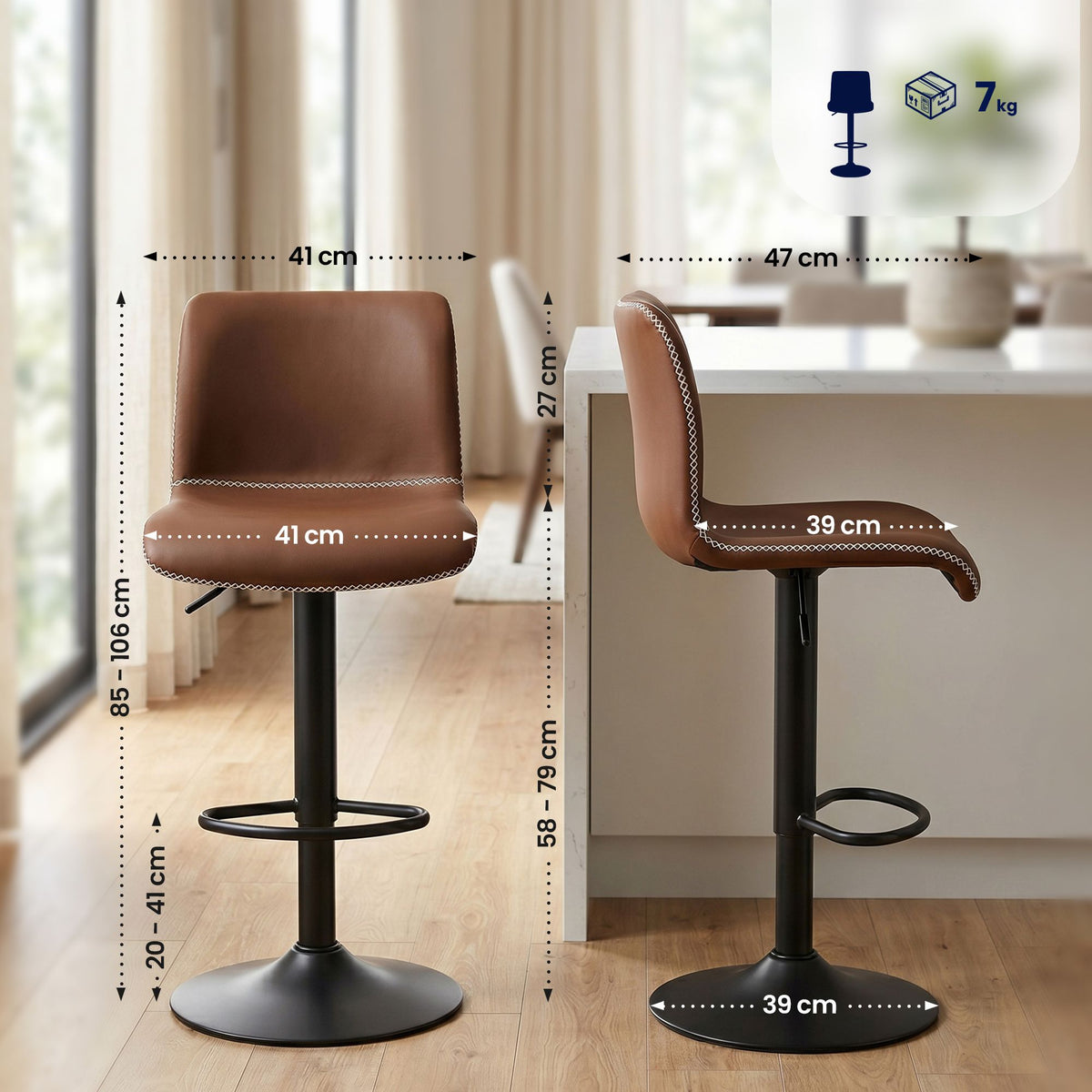 2er Set Barhocker Henchy Kunstleder – Ansicht 9