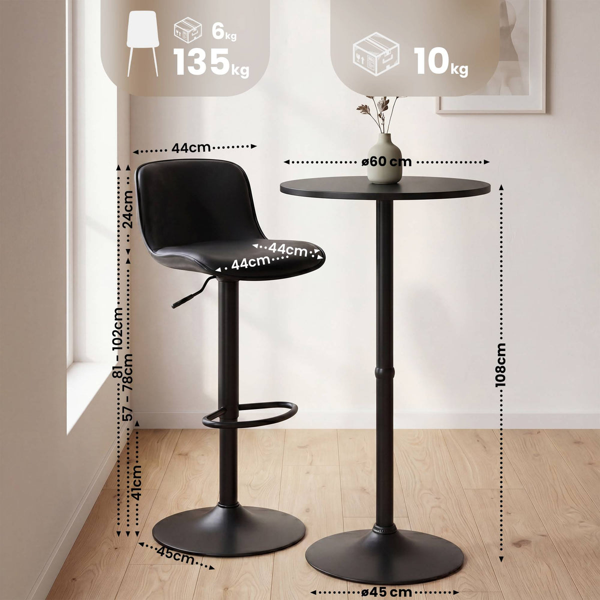 2er Bartisch Set Velor Kunstleder – Ansicht 2