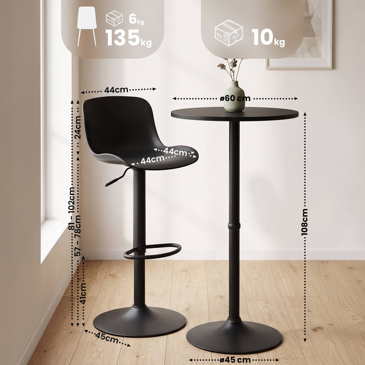 2er Bartisch Set Velor Kunststoff – Ansicht 2