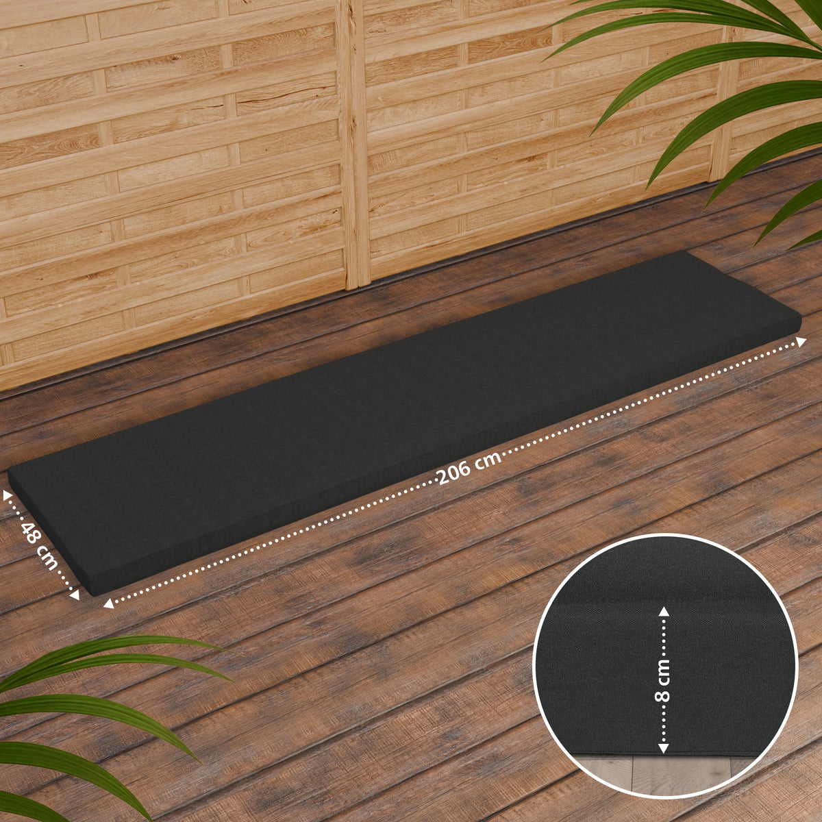Teakbank Daxon mit Sitzkissen 220 cm – Ansicht 11