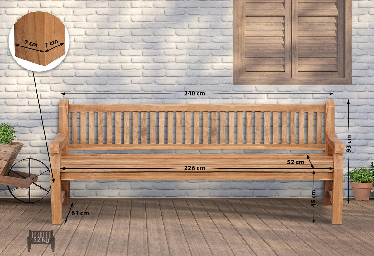 Teakbank Daxon mit Sitzkissen 240 cm – Ansicht 4