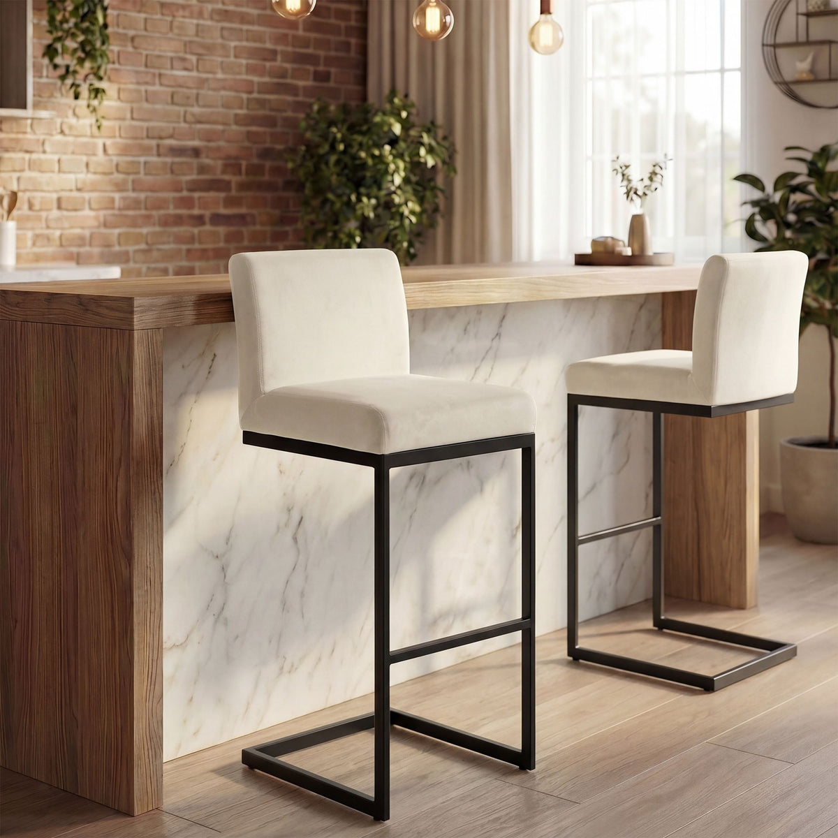 2er Set Barhocker Hopewell Samt B – Ansicht 3