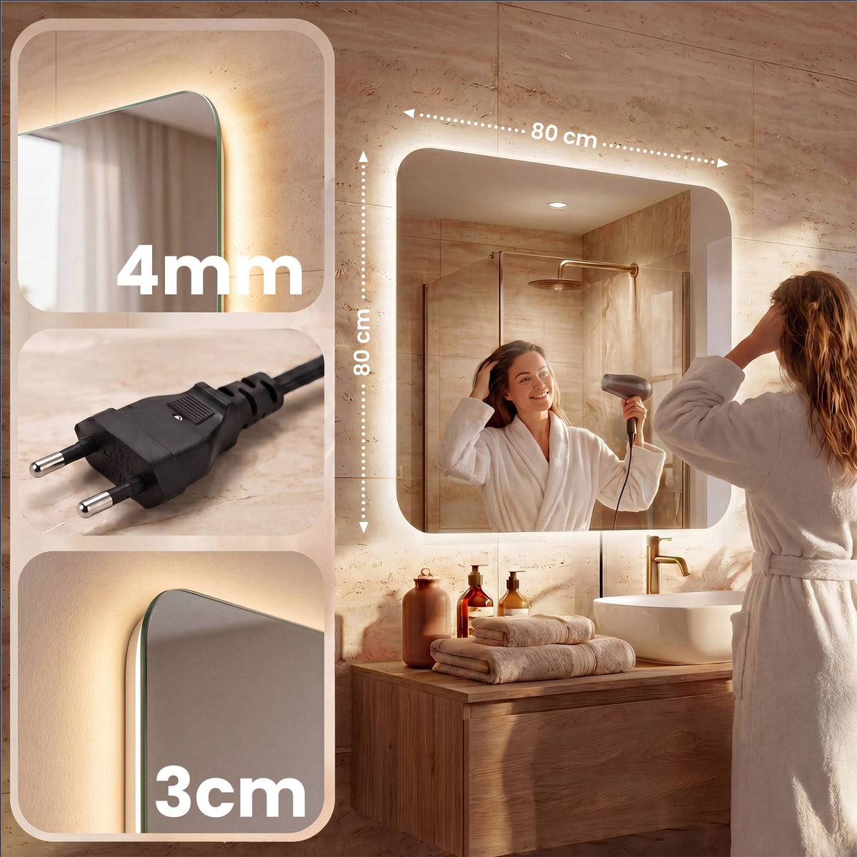 Badspiegel Palmiro 80x80 cm – Ansicht 2