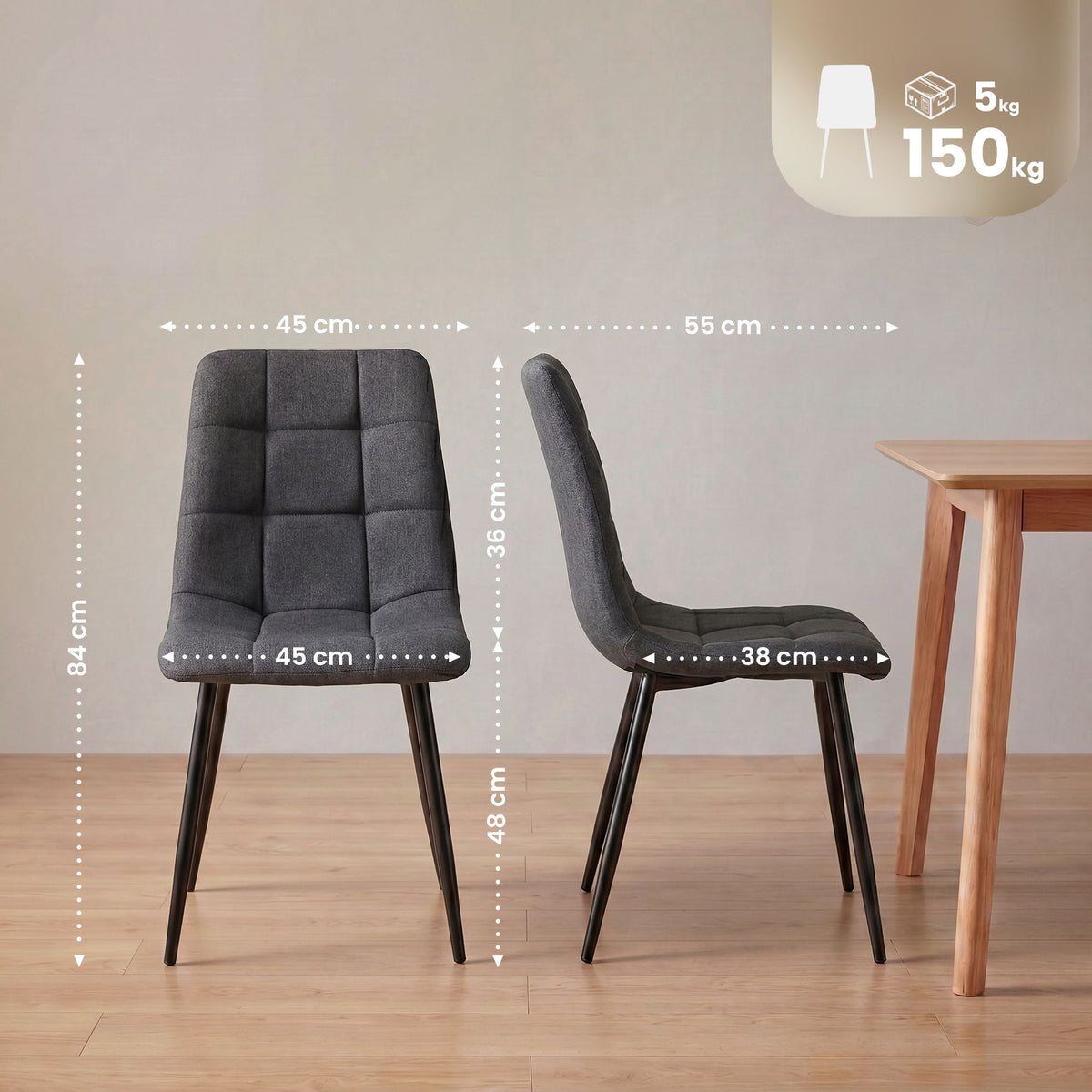 4er Set Esszimmerstühle Asti Stoff – Ansicht 9
