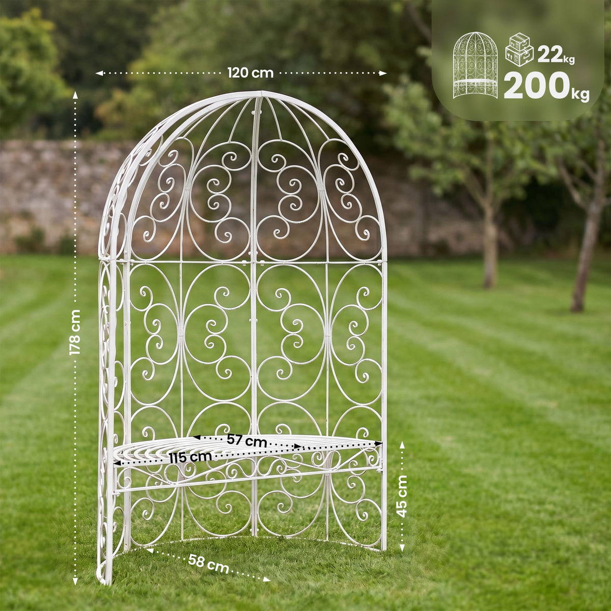 Halbpavillon Rosie mit Sitzbank – Ansicht 2
