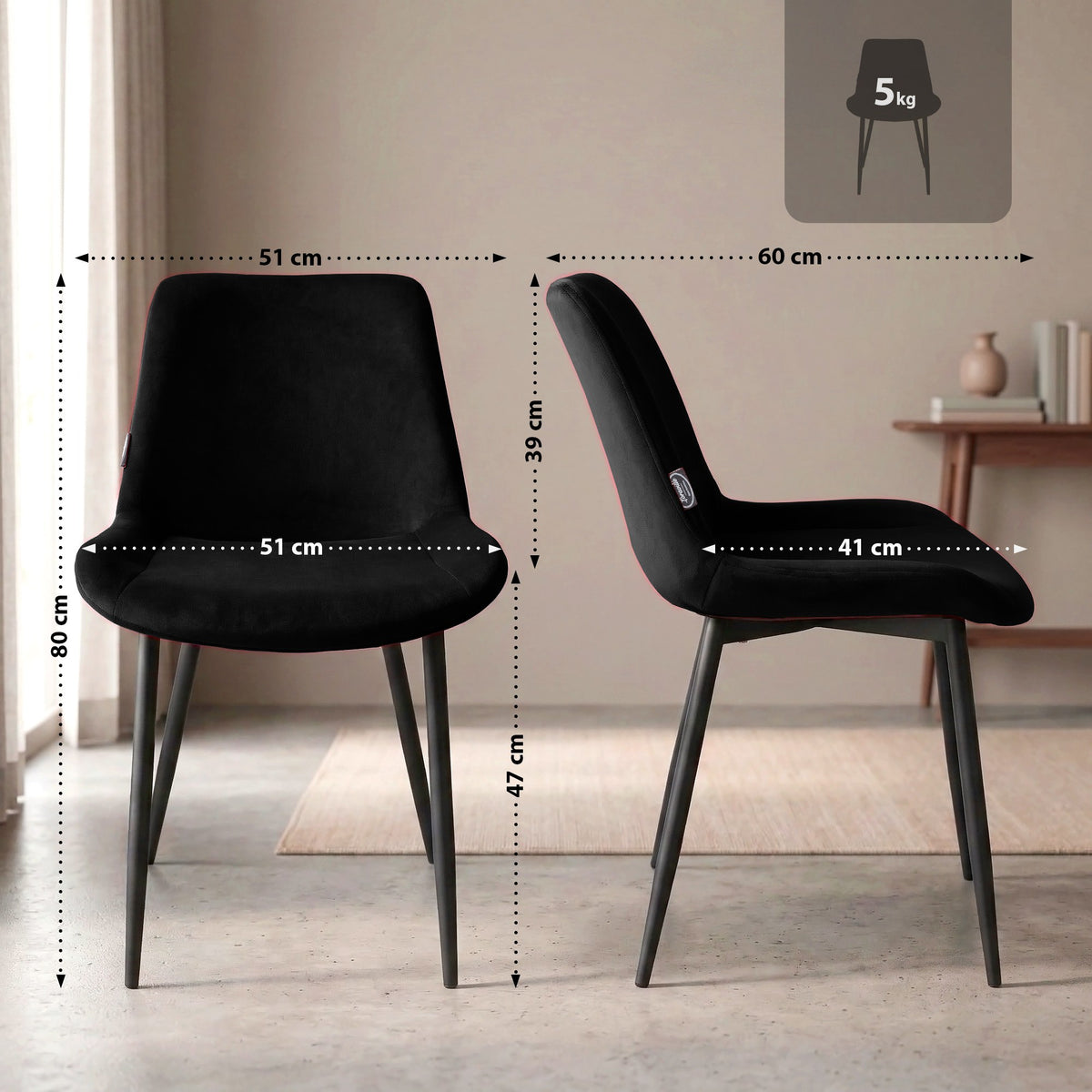 4er Set Esszimmerstühle Victoria Samt – Ansicht 9