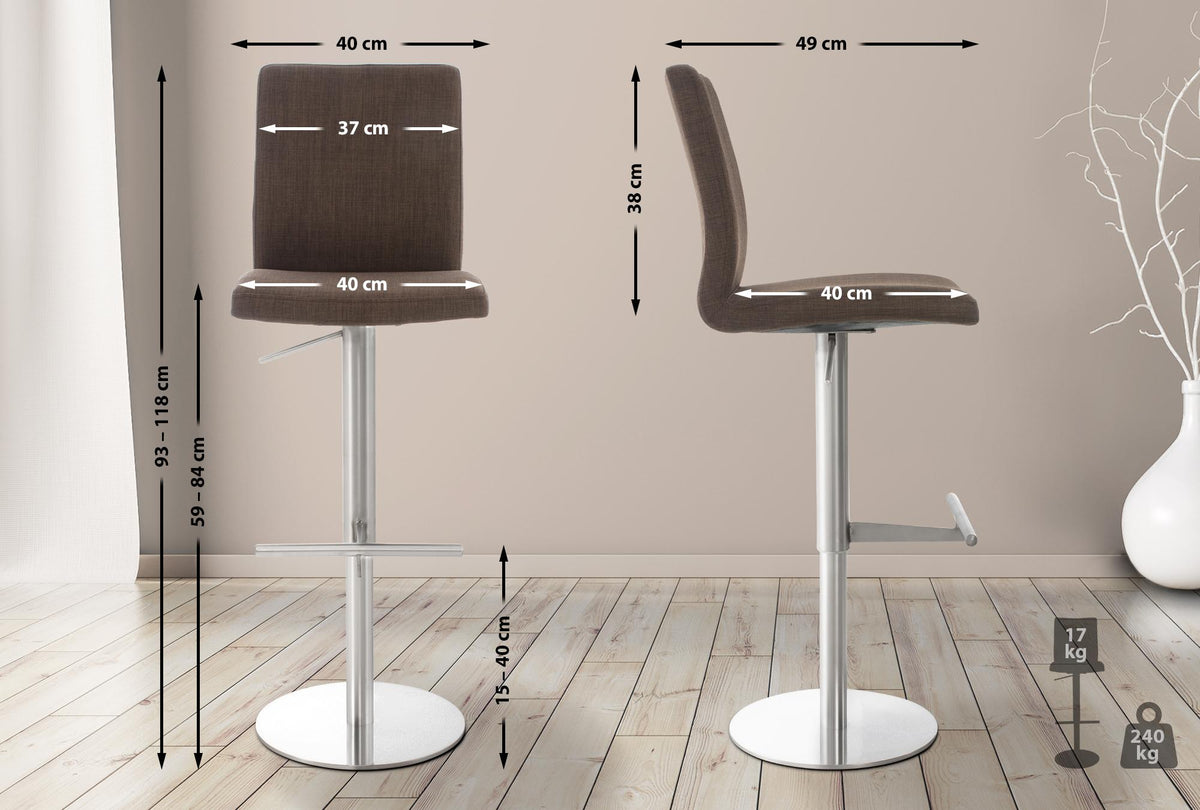 2er Set Barhocker Cadiz Stoff edelstahl – Ansicht 2