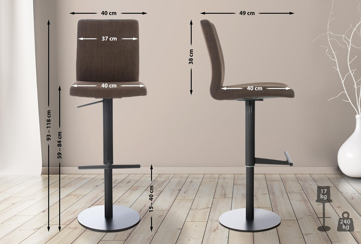 2er Set Barhocker Cadiz Stoff schwarz – Ansicht 2
