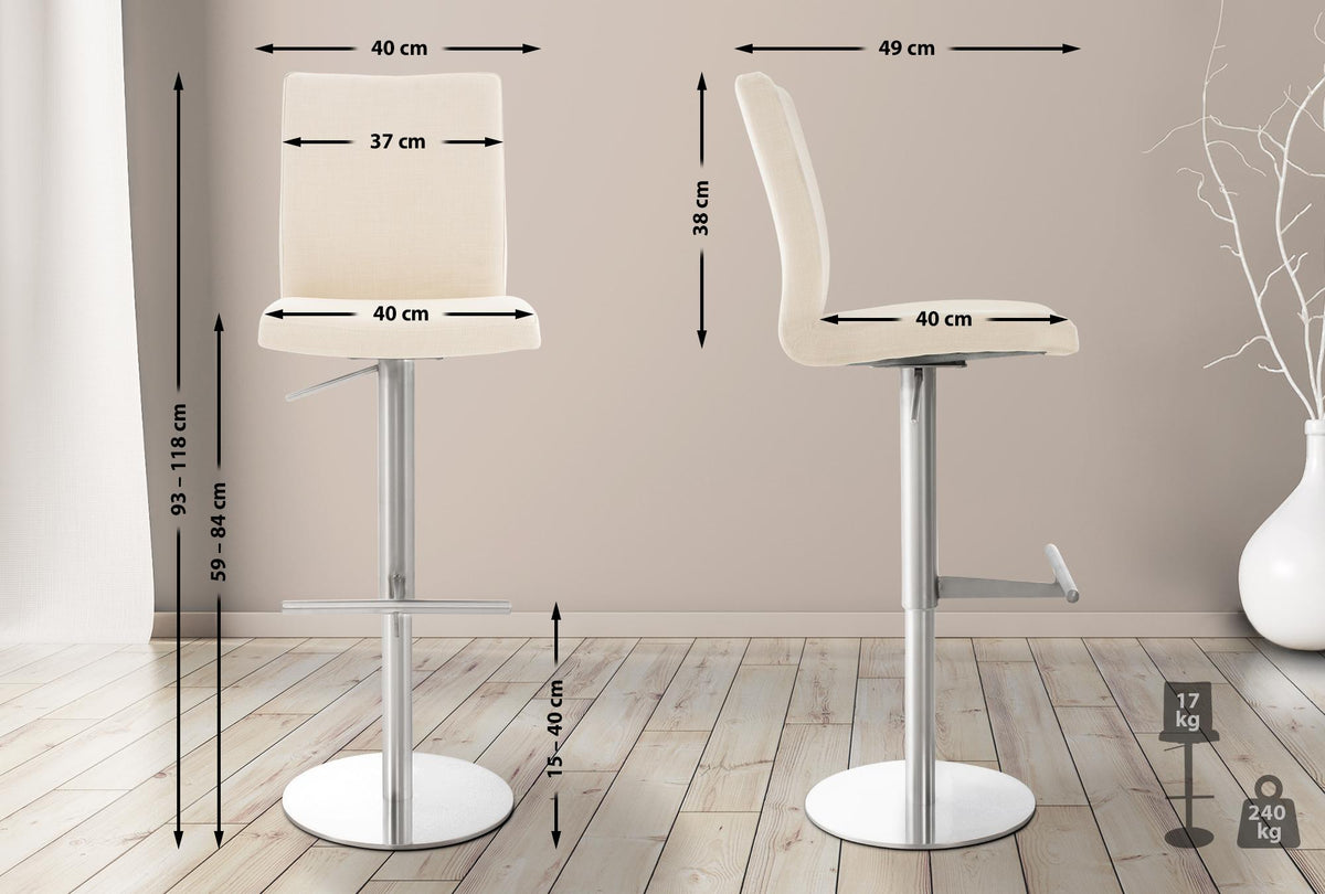 Barhocker Cadiz Stoff edelstahl – Ansicht 16