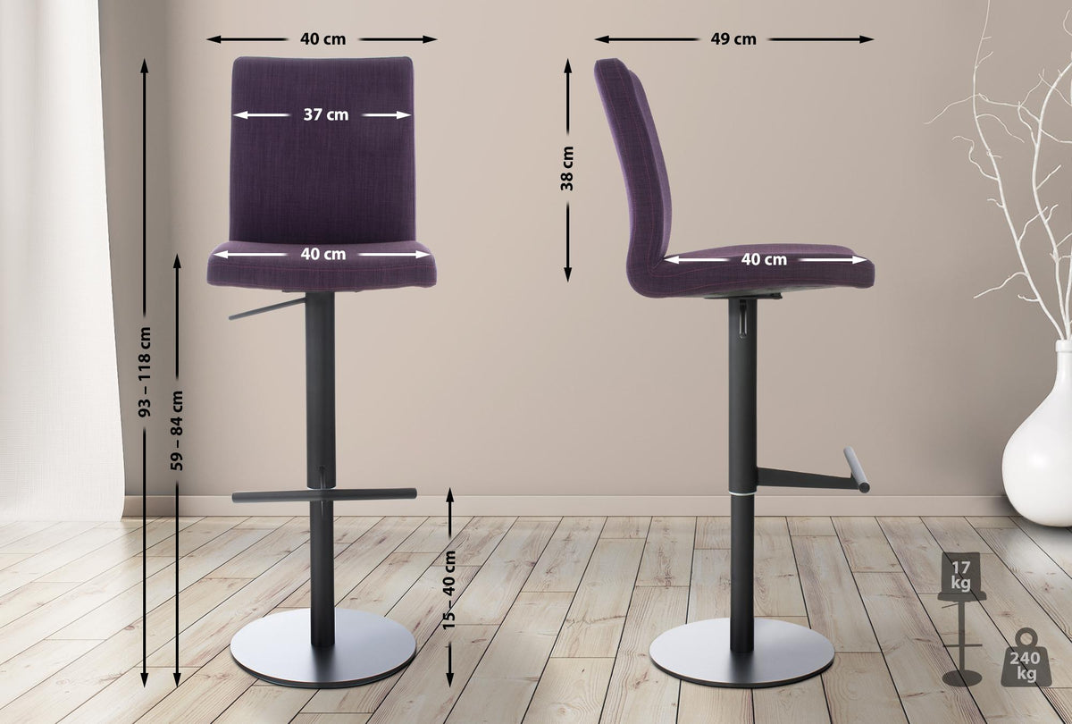 Barhocker Cadiz Stoff schwarz – Ansicht 2