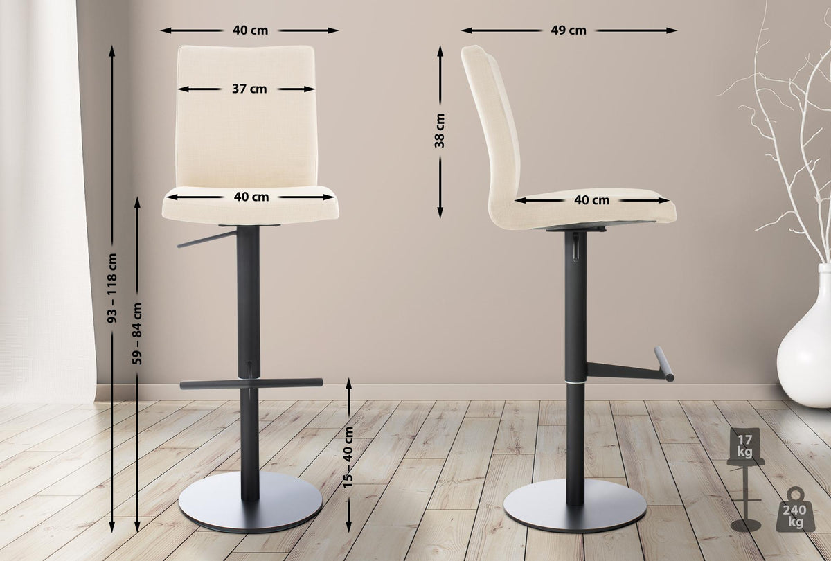 Barhocker Cadiz Stoff schwarz – Ansicht 16