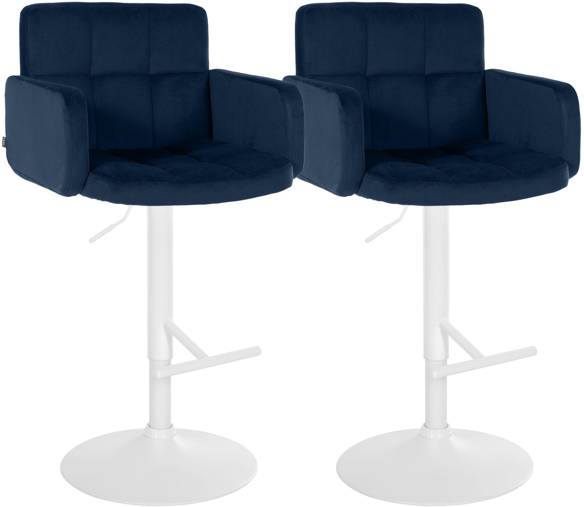 2er Set Barhocker Los Angeles Samt weiß – Ansicht 8
